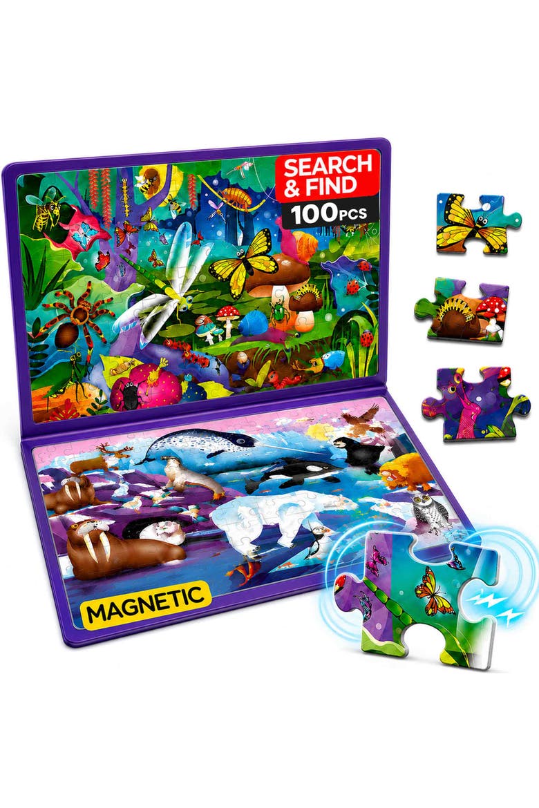 100 PCS Magnetic Kids Jigsaw Puzzle Book, Main, color, Bugs