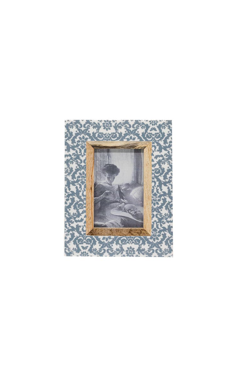 4x6 Damask Decorative Gray Blue Mango Wood Picture Frame, Main, color, Blue