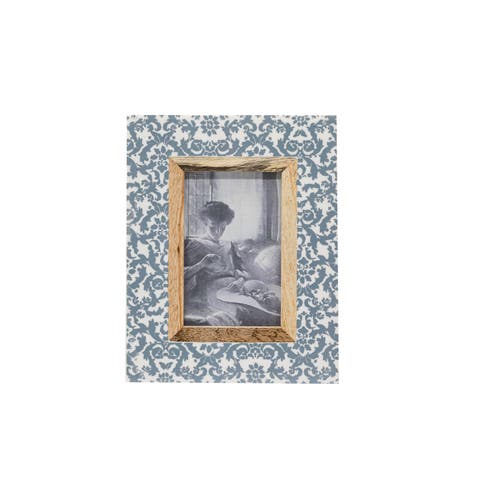 4x6 Damask Decorative Gray Blue Mango Wood Picture Frame