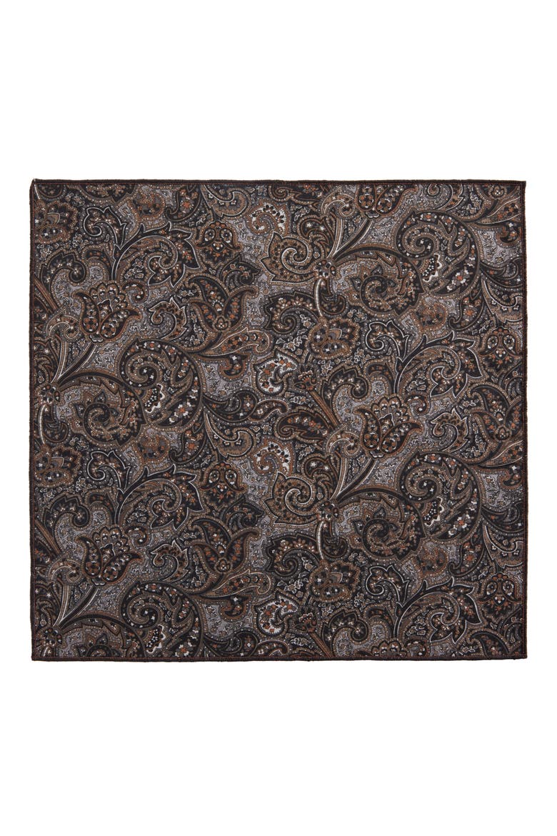 Print Cotton Pocket Square, Alternate, color, BLACK