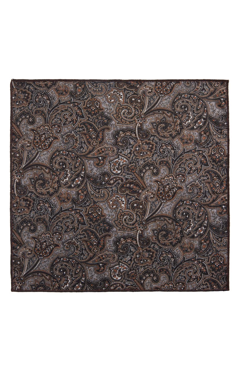 CLIFTON WILSON Print Cotton Pocket Square, Alternate, color, Black