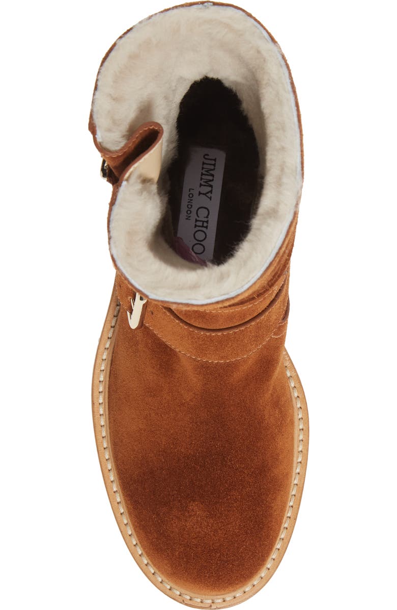 Jimmy Choo Youth II Genuine Shearling Lined Biker Bootie, Alternate, color,