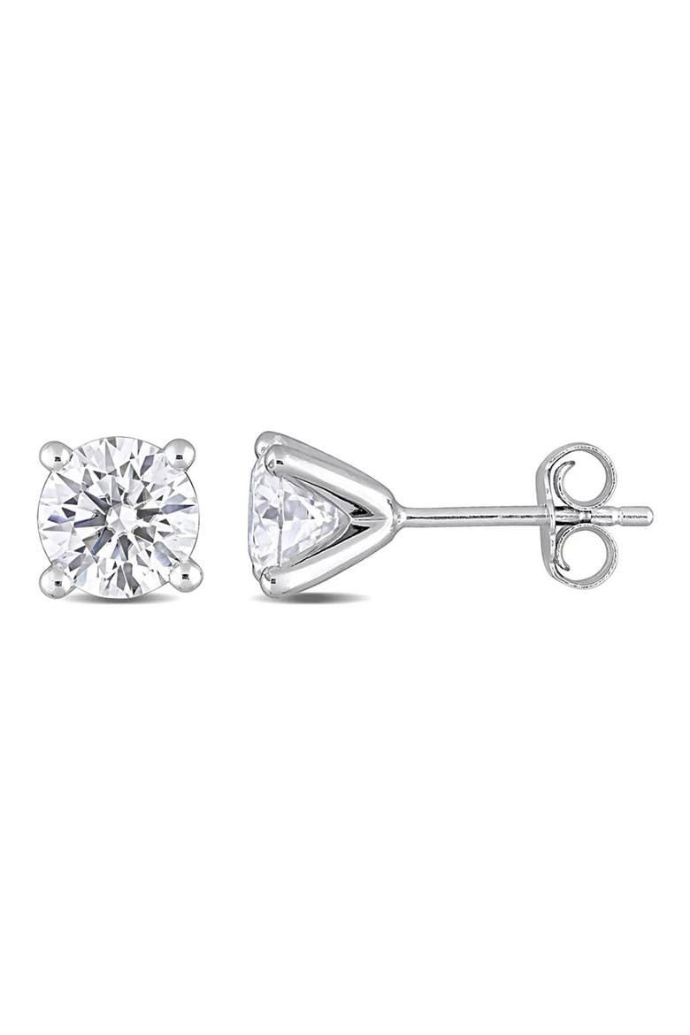 Sterling Silver Created Moissanite Earrings, Main, color, WHITE