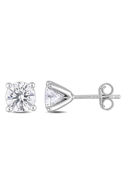 Sterling Silver Created Moissanite Earrings