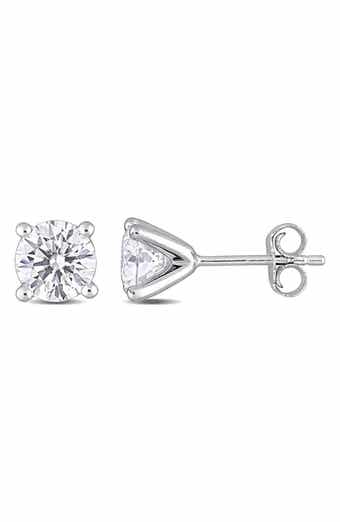 DELMAR Sterling Silver Created Moissanite Earrings