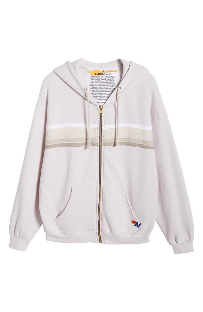 Aviator Nation 5-Stripe Zip Hoodie, Alternate, color, Dove Grey/White Grey