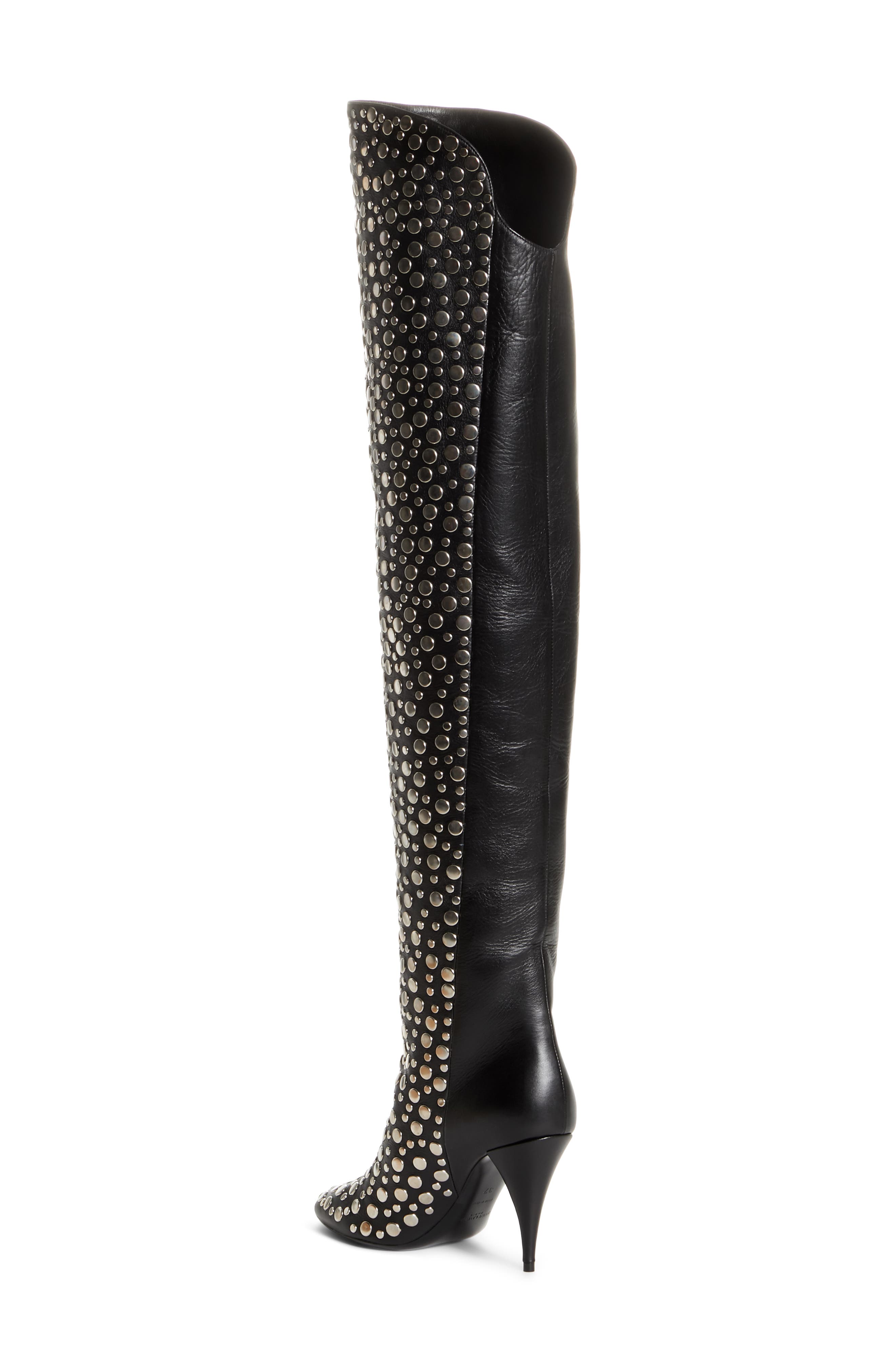 Saint Laurent Kiki Studded Over the Knee Boot, Alternate, color, 