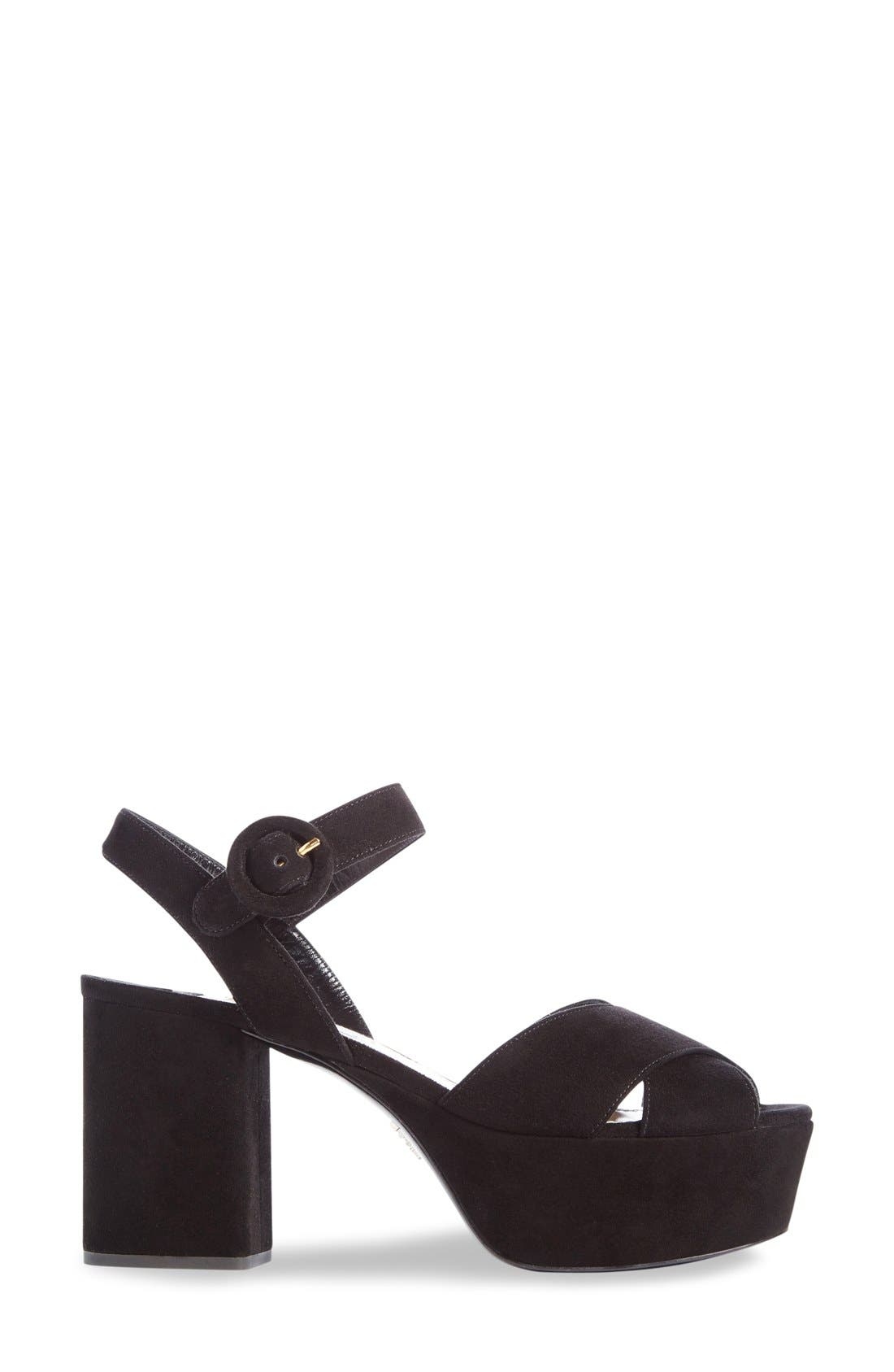 Prada Strappy Platform Sandal, Alternate, color, 