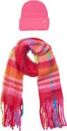 Steve Madden Plaid Scarf & Ribbed Beanie Gift Set