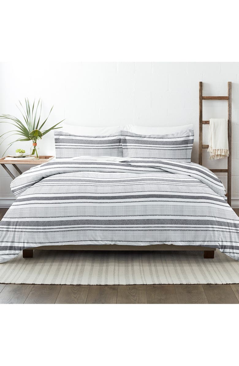 HOMESPUN HOME SPUN Premium Ultra Soft Vintage Stripe Pattern 3-Piece Duvet Cover Set, Alternate, color, Light Gray