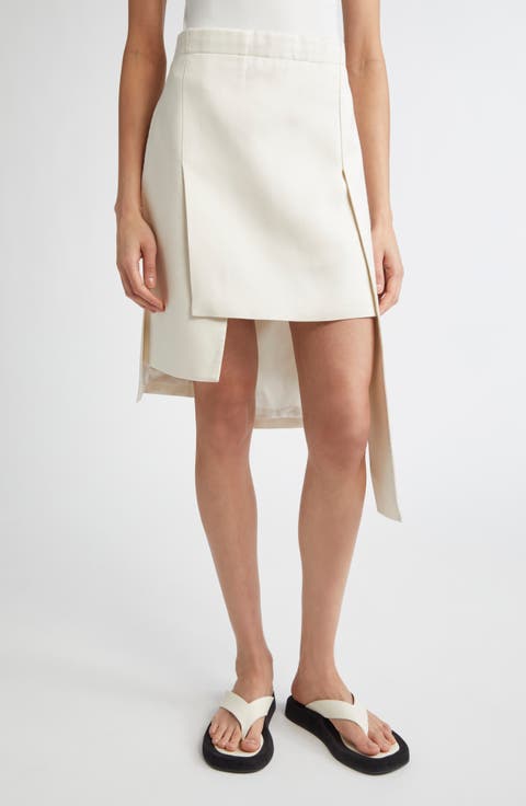 Paneled Silk & Virgin Wool Asymmetric Skirt