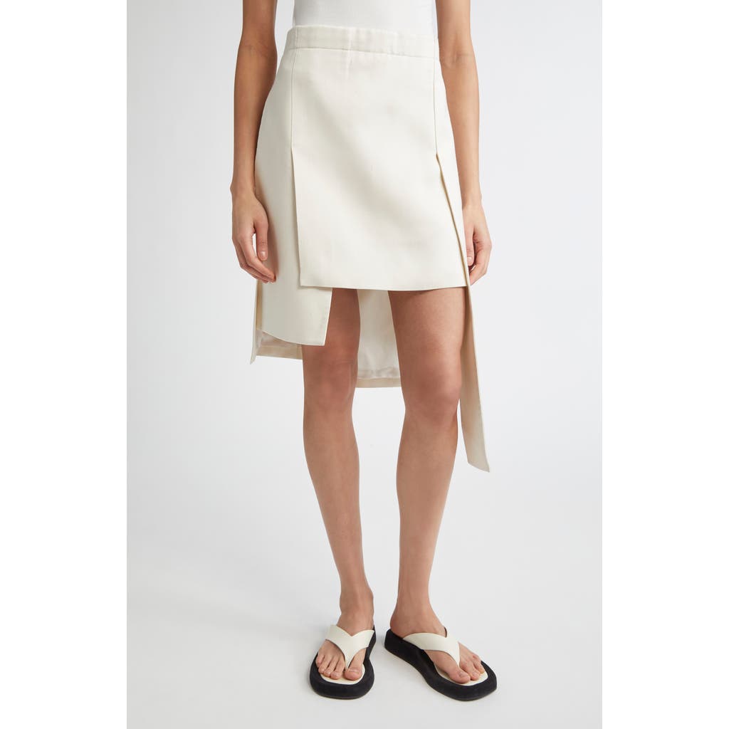 SETCHU Paneled Silk & Virgin Wool Asymmetric Skirt in N. White  product