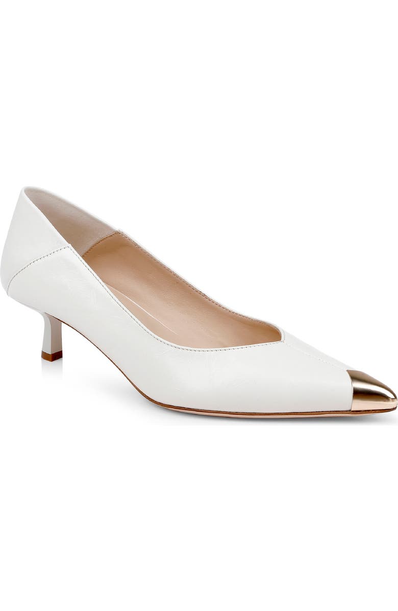 L
AGENCE Garlan Pointed Cap Toe Kitten Heel Pump, Main, color, Pearl