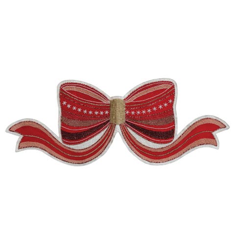 Embroidered Cotton Bow Table Runner with Glass Bead Detailing
