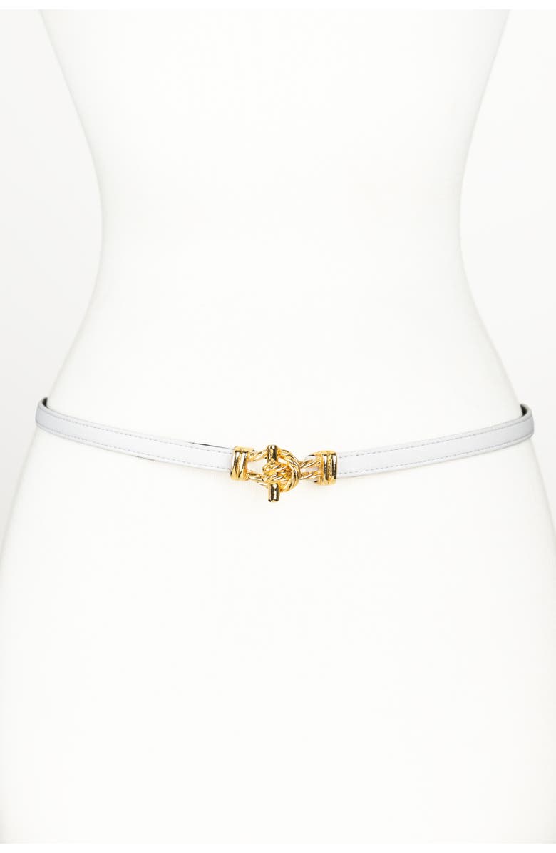 Raina Belts Fitzgerald Buckle Leather Belt, Main, color, White