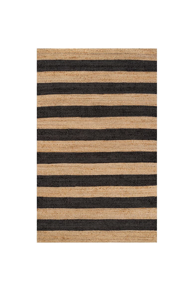 Jayden Rustic Farmhouse Woven Jute Stripe Area Rug, Main, color, Natural/Black