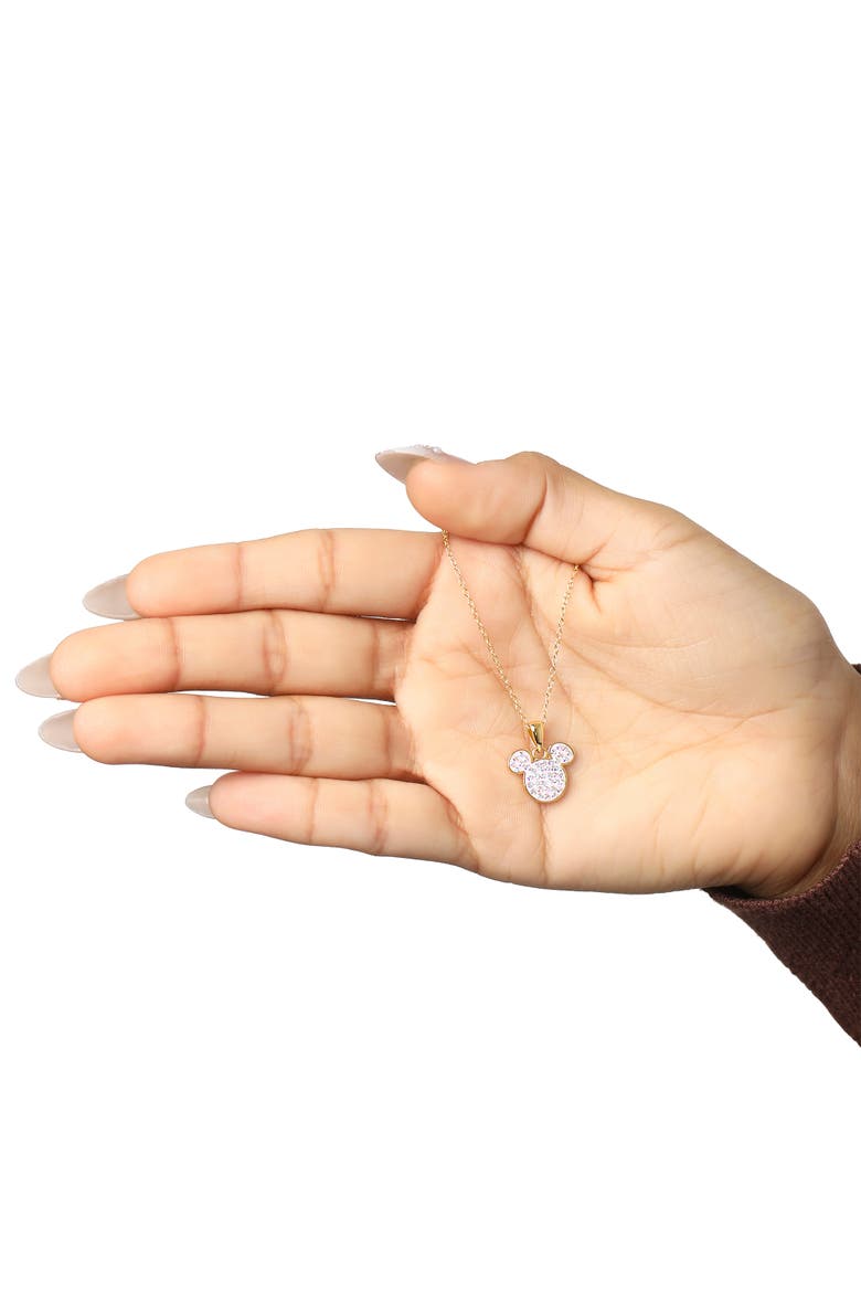 Mickey Mouse Necklace for Women, Aurora Boreal Crystal Mickey Pendant, Alternate, color, Gold