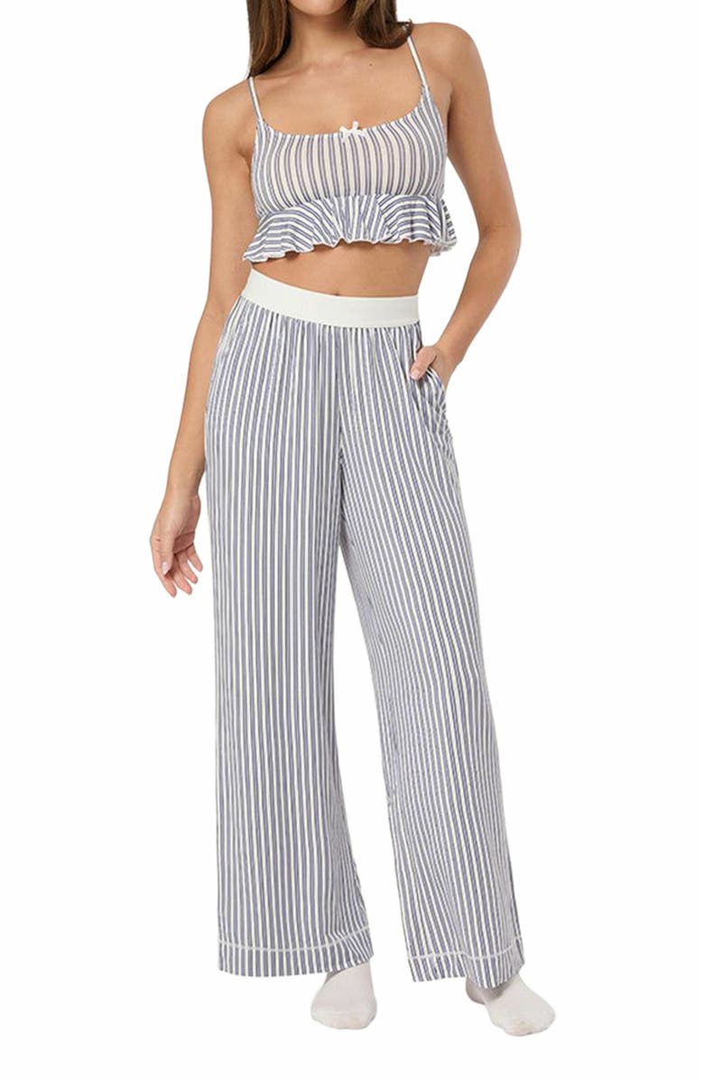 WeWoreWhat Babydoll Cropped Tank, Alternate, color, Lilac/Drk Navy