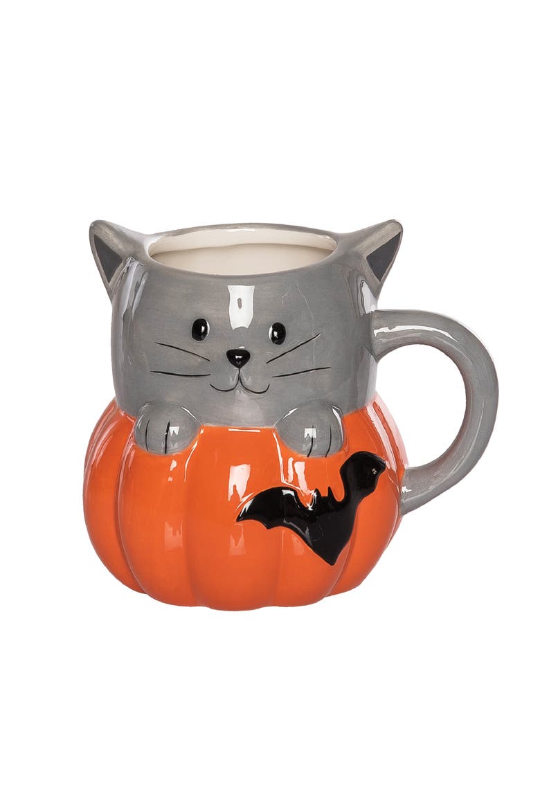 Cat Pumpkin Mug, Main, color, Gray
