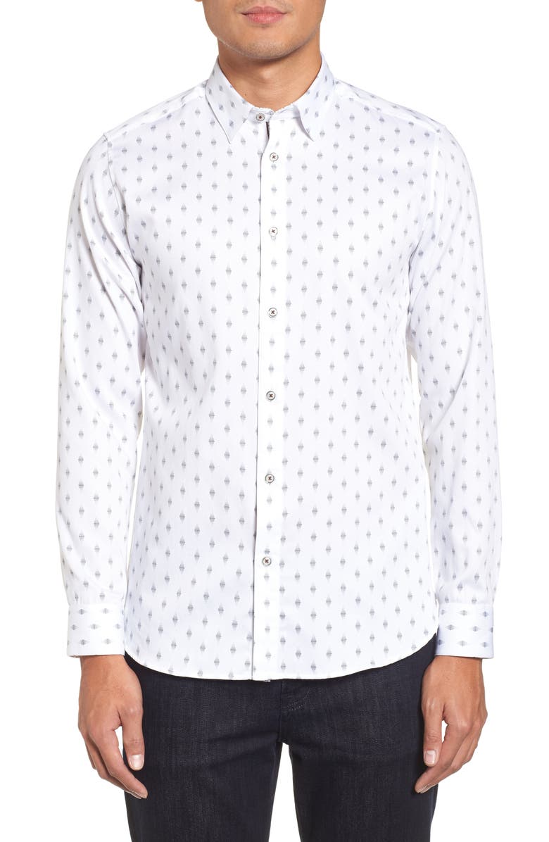 Ted Baker London Monico Slim Fit Dot Diamond Sport Shirt, Main, color,