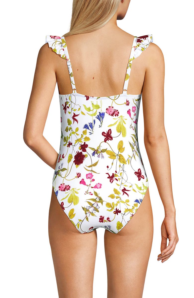 Lands' End Balconette Ruffle High Leg One Piece Swimsuit, Alternate, color,
