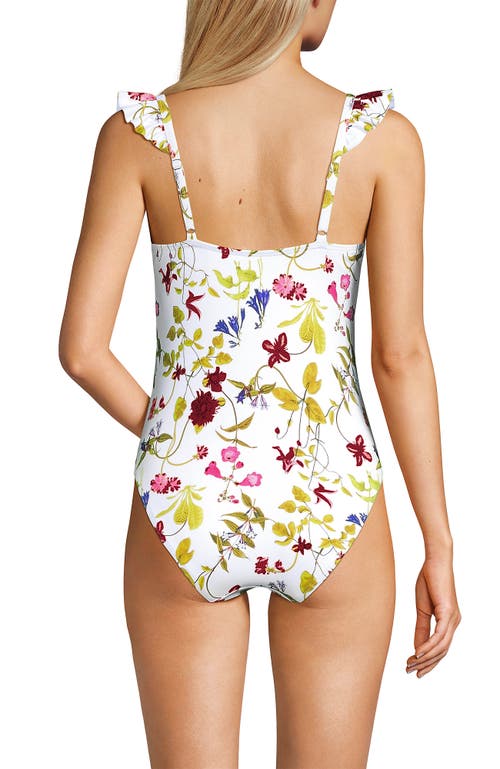 LANDS' END LANDS' END BALCONETTE RUFFLE HIGH LEG ONE PIECE SWIMSUIT