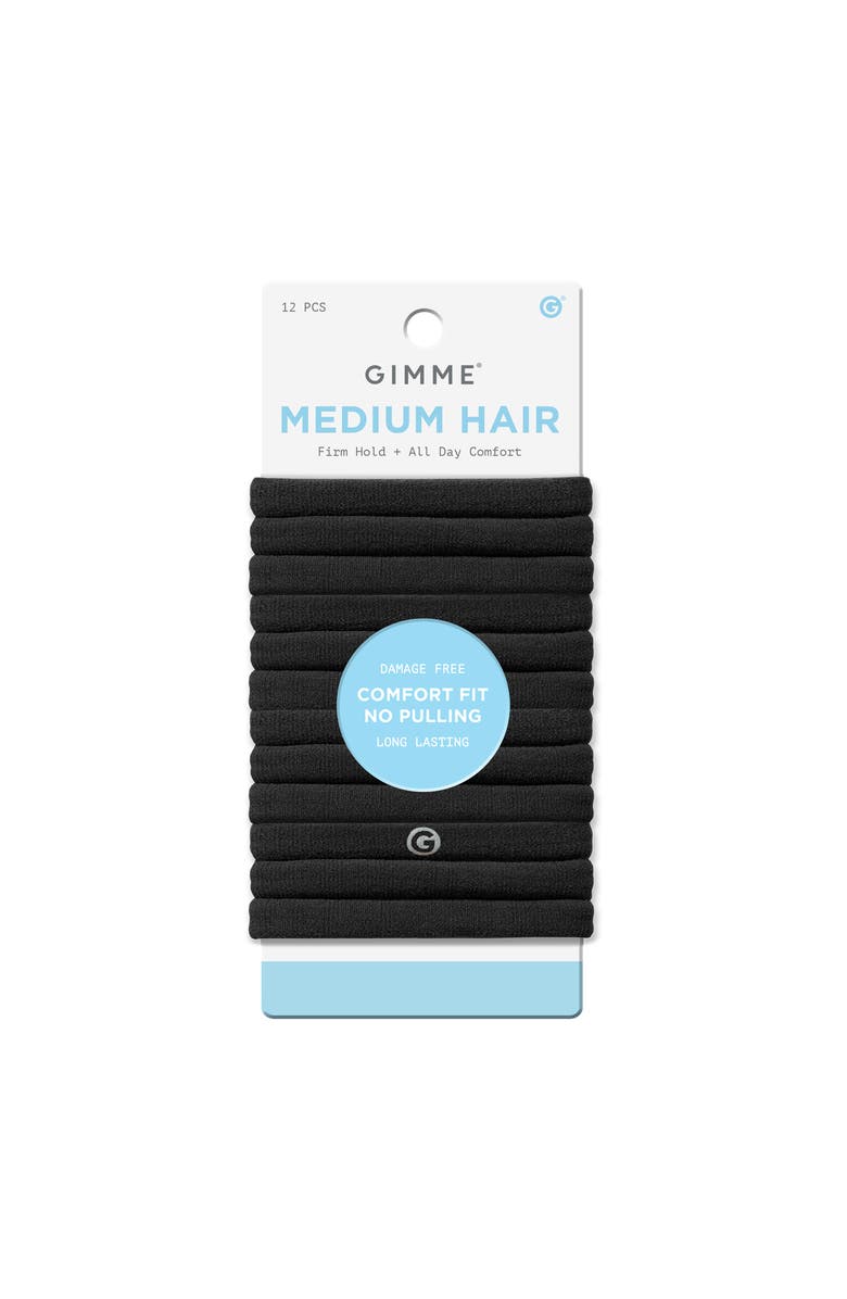 Gimme Beauty Any Fit Hair Bands, Damage Free Hair Ties Made with Seamless Microfiber Elastics, Main, color, Black