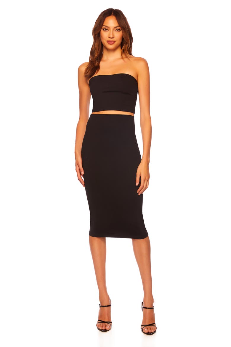 Slim High Waist Stretch Pencil Skirt, Alternate, color, BLACK