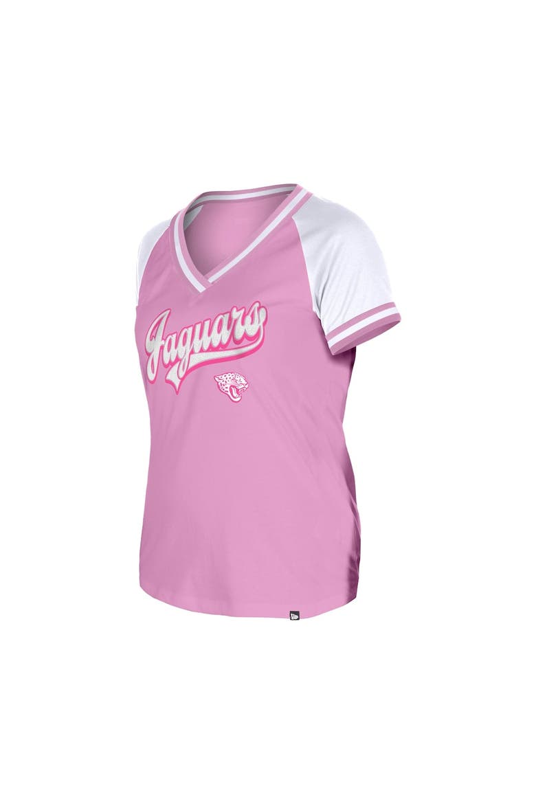 Women's New Era Pink Jacksonville Jaguars Mommy & Me V-Neck T-Shirt, Alternate, color, Pink