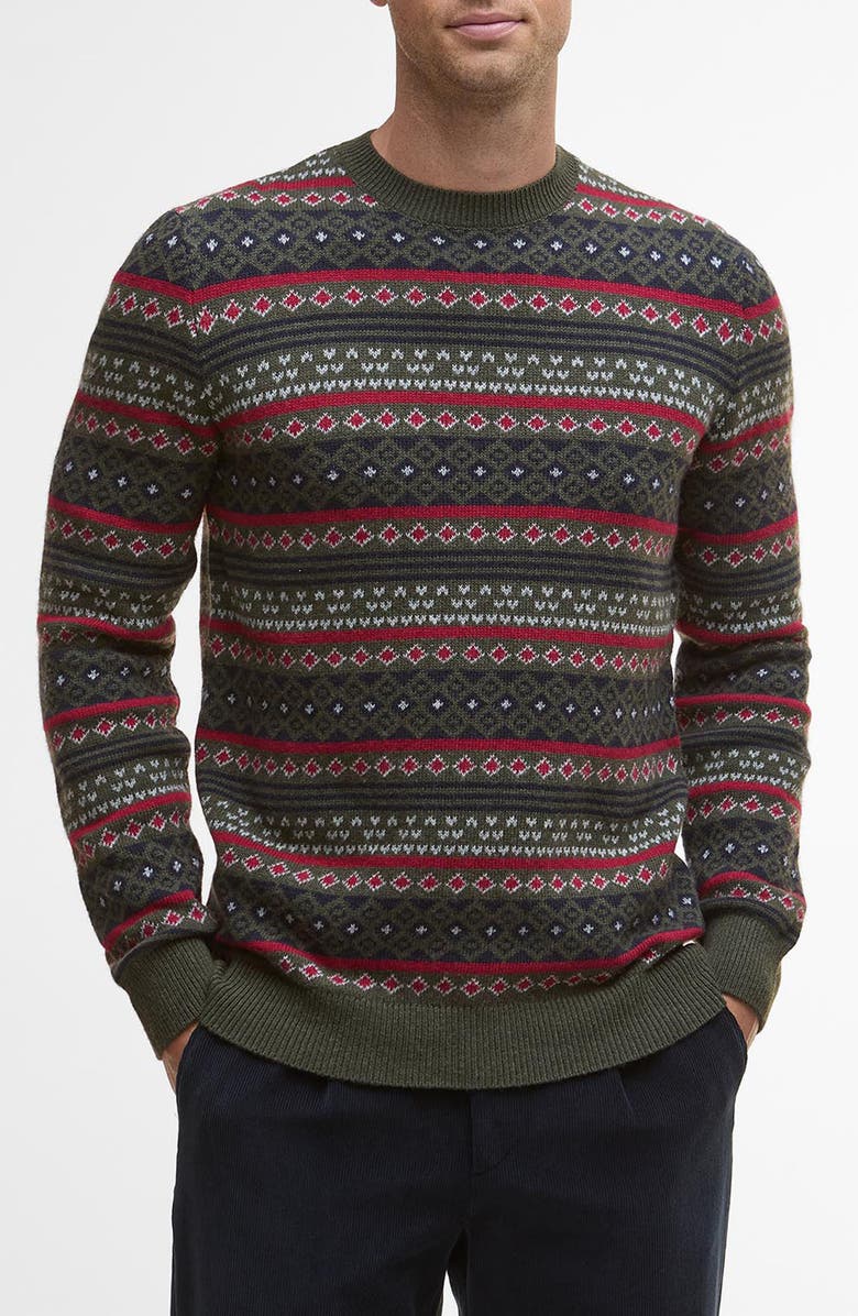 Barbour Easdale Fair Isle Wool & Cotton Crewneck Sweater, Main, color, Duffle Bag