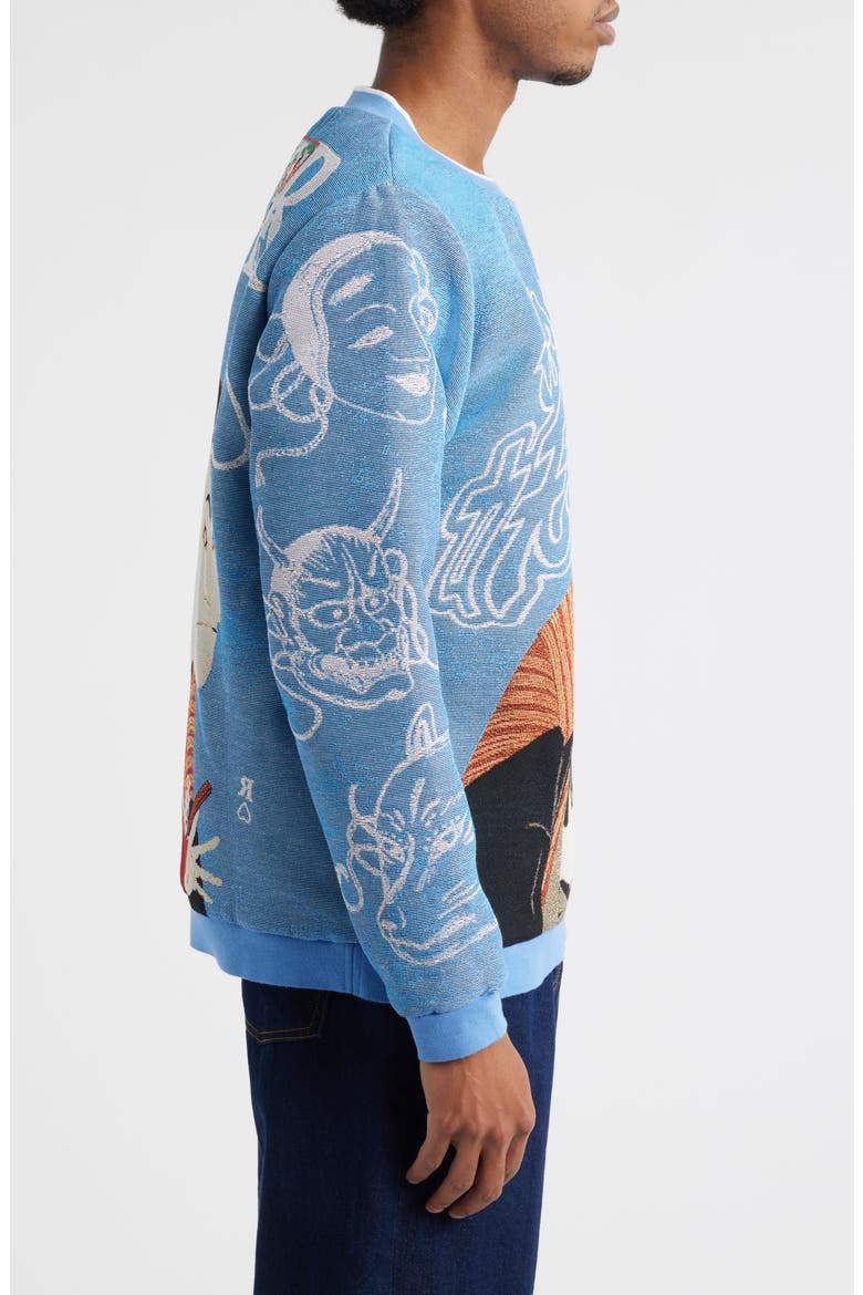 Yokai/Kabuki Jacquard Sweatshirt, Alternate, color, BLUE