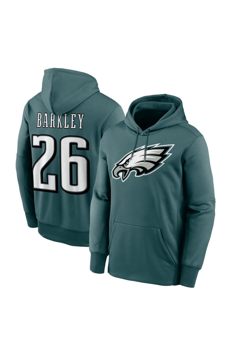 Nike Men's Nike Saquon Barkley Midnight Green Philadelphia Eagles Player Name & Number Performance Pullover Hoodie, Main, color, Green