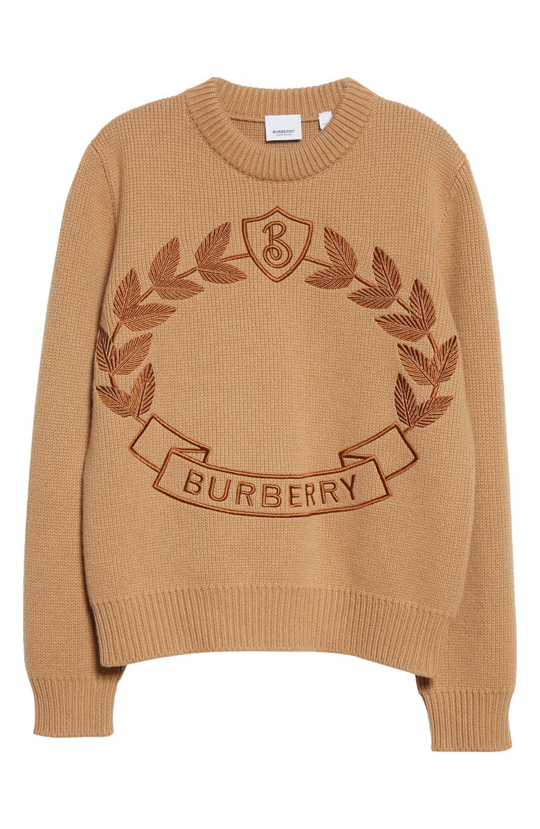 Burberry Women's Embroidered Crest Wool & Cashmere Sweater, Alternate, color,