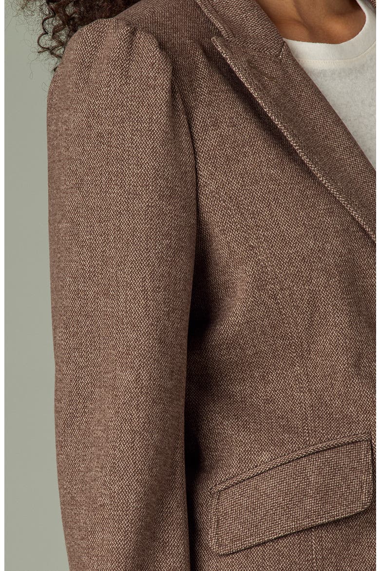 Puff Shoulder Blazer, Alternate, color, SAND/ CACAO POWDER
