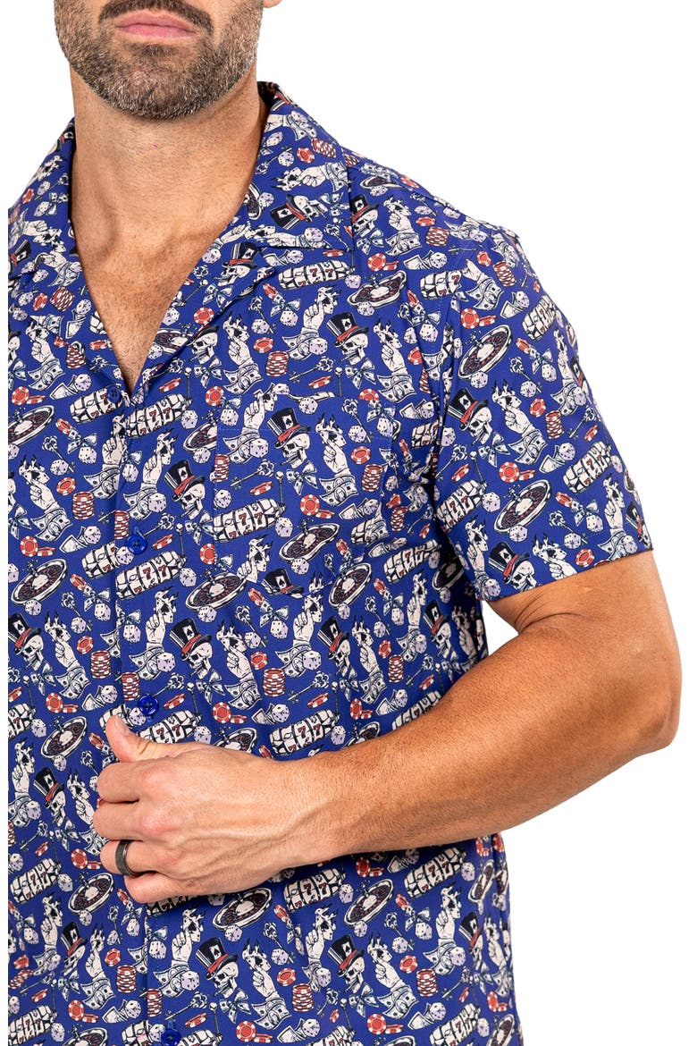 Marthy Black Camp Shirt, Alternate, color, BLUE/ BLACK