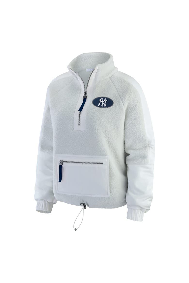 Women's WEAR by Erin Andrews Gray New York Yankees Polar Fleece Quarter-Zip Jacket, Alternate, color, Gray