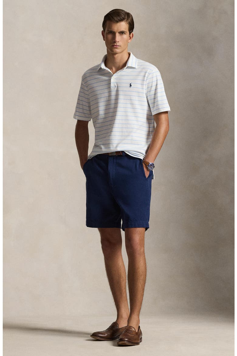 Striped Soft Cotton Polo, Alternate, color, WHITE/ PEBBLE BLUE