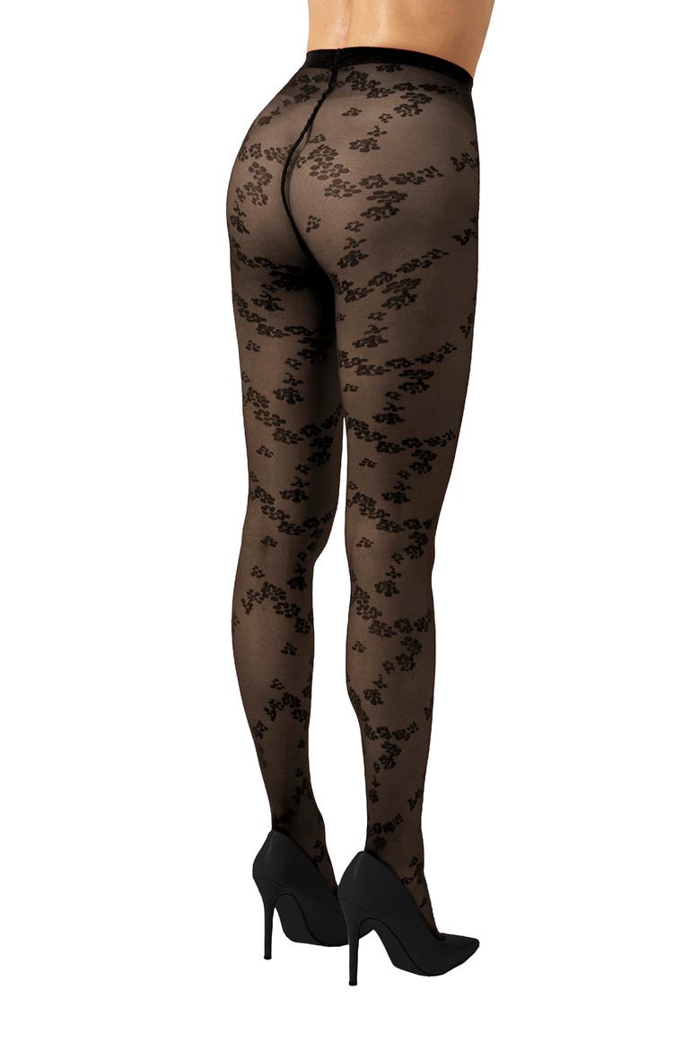 Floret Tights, Alternate, color, BLACK