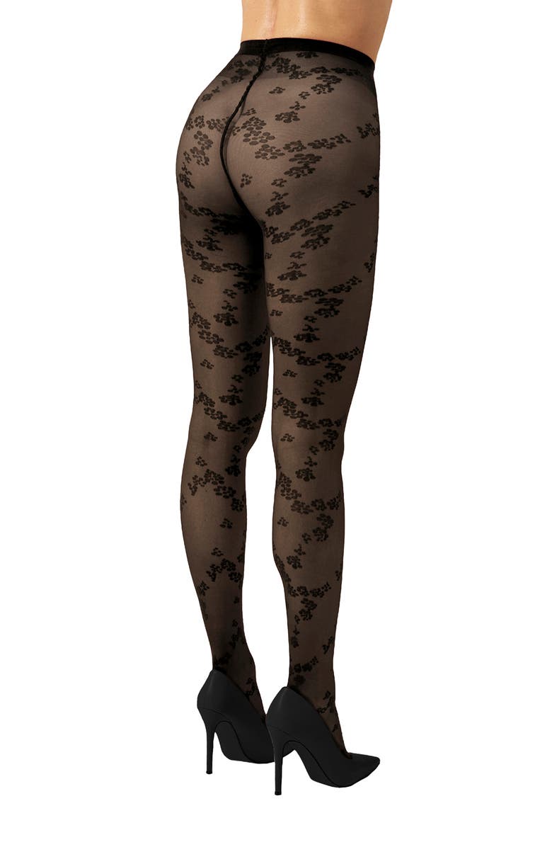 Wolford Floret Tights, Alternate, color, Black