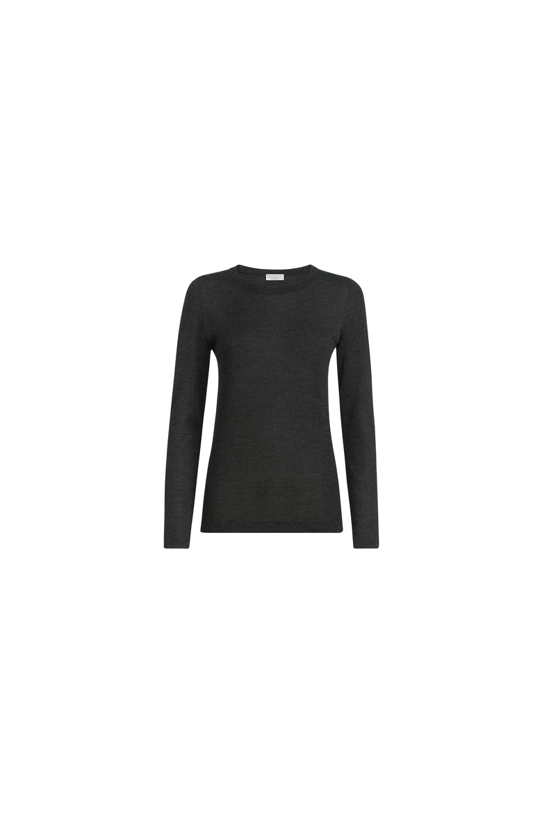 Cashmere and silk lightweight sweater, Alternate, color, Anthracite