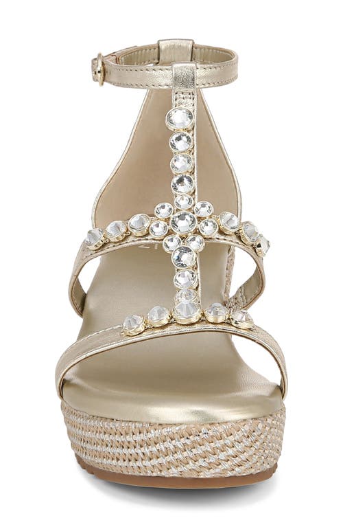 Naturalizer Serena Ankle Strap Espadrille Platform Wedge Sandal In Champagne Metallic Leather