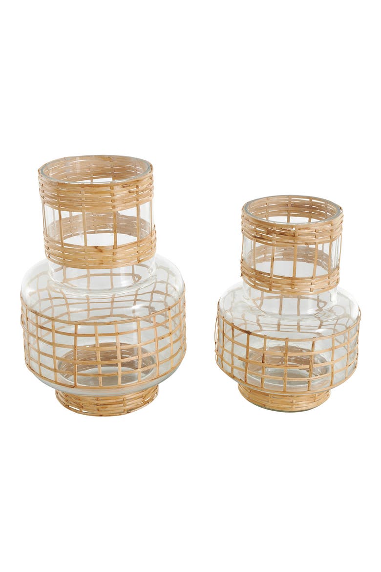 Set Of 2 Glass Vases, Alternate, color, CLEAR