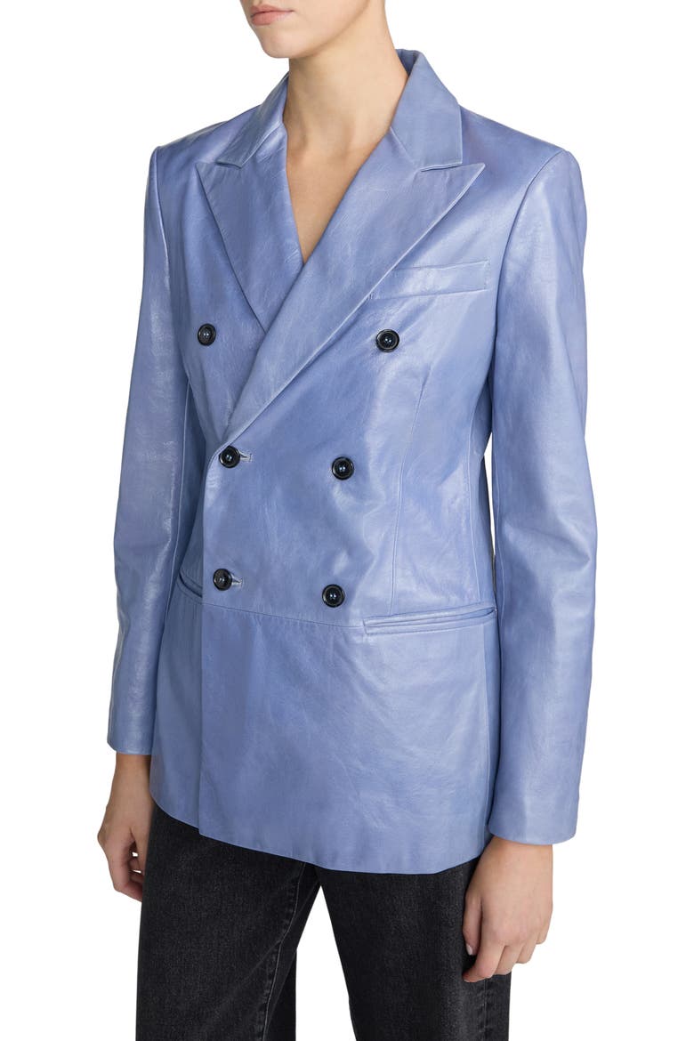 Boulevard Leather Blazer, Alternate, color, PERIWINKLE