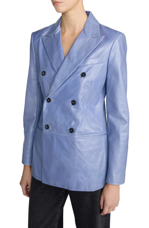 Frame Boulevard Leather Blazer In Periwinkle