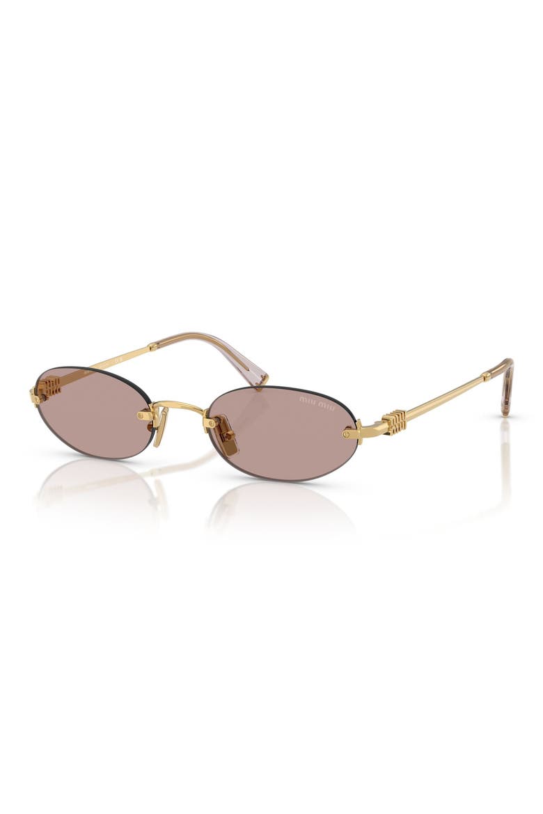 51mm Oval Rimless Sunglasses, Alternate, color, GOLD
