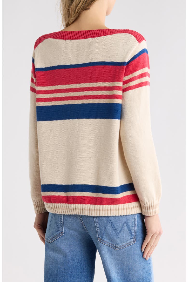 The Long Sleeve Sweater, Main, color, IVORY RED MULTI STRIPE