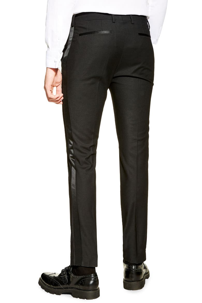 Skinny Fit Tuxedo Trousers, Alternate, color, BLACK