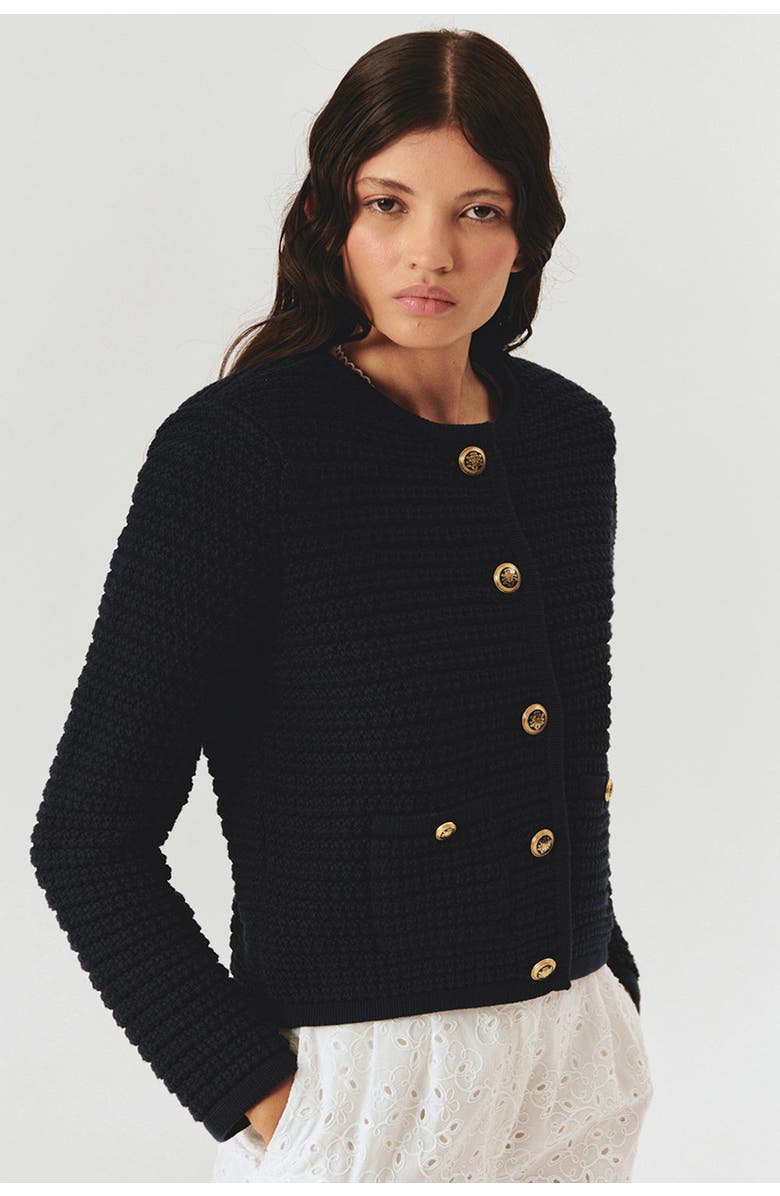 Exquise Joanna Essential Lightweight Knit Cardigan, Alternate, color, Navy Blue