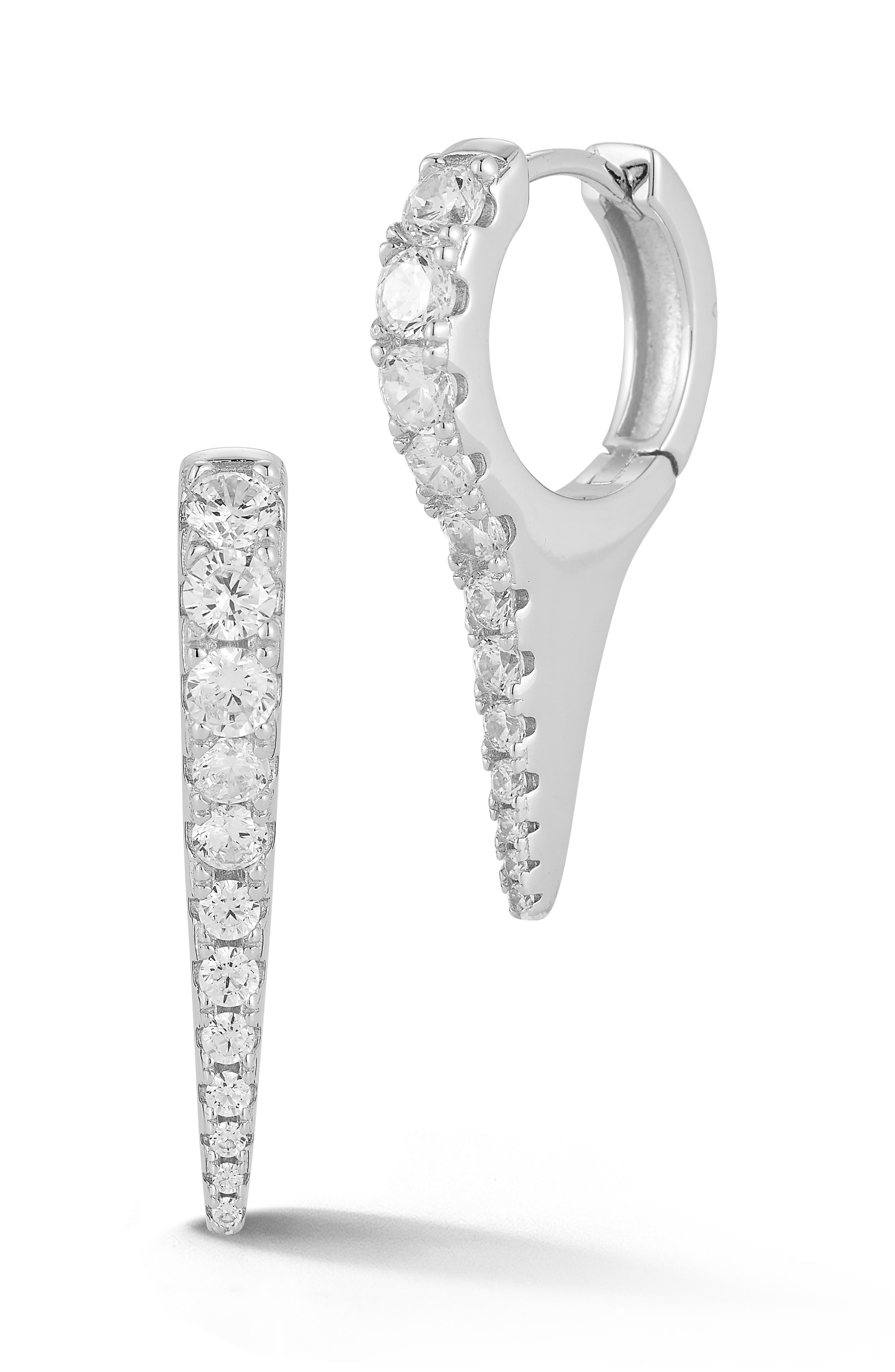 Cubic Zirconia Spike Huggie Hoop Earrings
