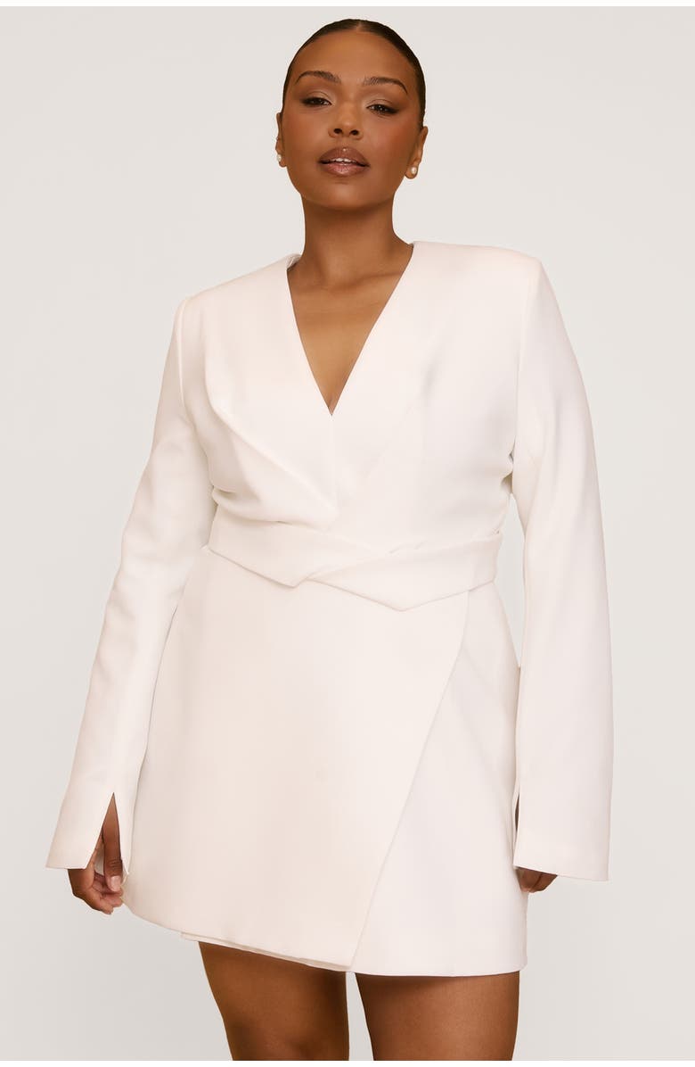 Six Stories Wrap Front Blazer Dress, Main, color, White
